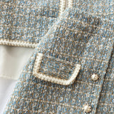 ConjuntoTweed Xadrez – Blazer Manga Longa + Saia A-Line Assimétrica