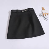 Saia de Lã com Cinto – Modelo A-Line Cintura Alta, Elegante