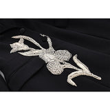 Blazer/Vestido Com bordado em Cristais - Com lapela em cetim