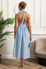 Vestido Longo em Algodão – Decote V, Alças Finas e Cintura Marcada – Estilo Oversized