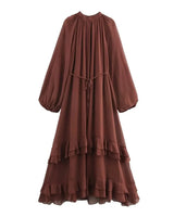 Vestido Elegante com Babados – Manga Longa, Alças Ajustáveis e Bainha Irregular