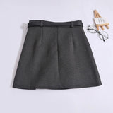 Saia de Lã com Cinto – Modelo A-Line Cintura Alta, Elegante