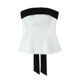 Blusa Sem Alças com Laço - Top Cropped Branco Estilo Chic