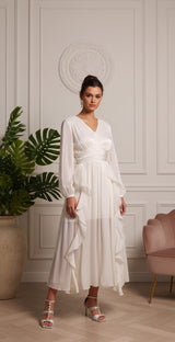 Vestido Midi Romântico com Renda – Estilo e Sofisticação