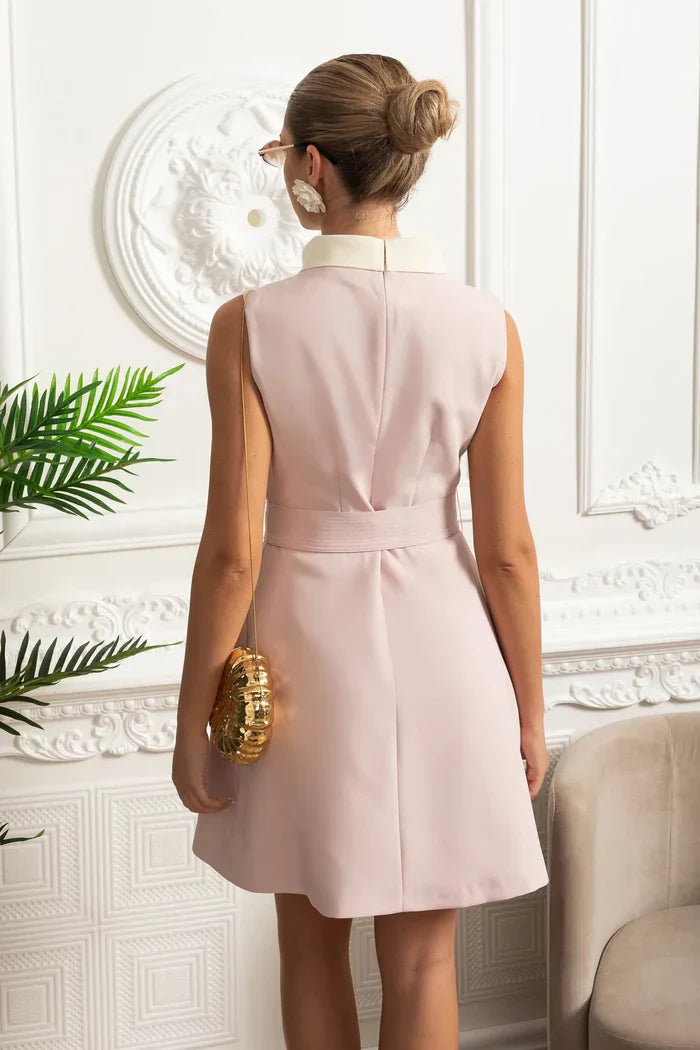 Vestido Curto Elegante Estilo Princesa – Colarinho Branco