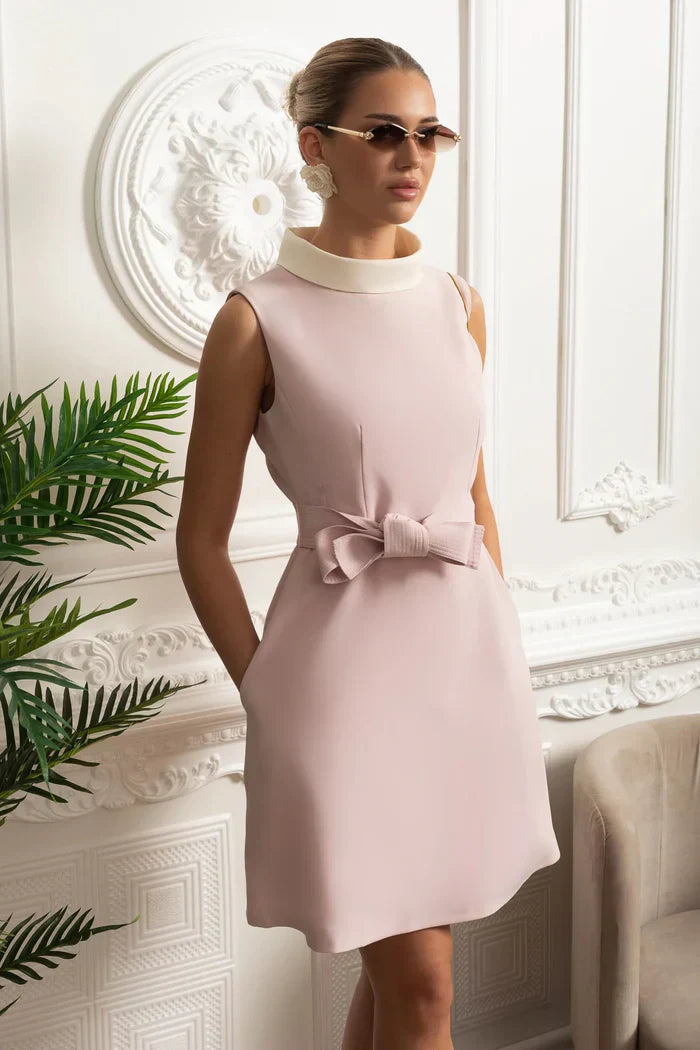 Vestido Curto Elegante Estilo Princesa – Colarinho Branco