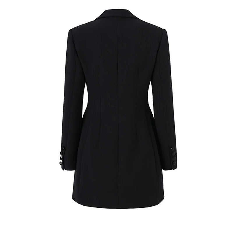 Blazer/Vestido Com bordado em Cristais - Com lapela em cetim