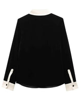 Conjunto em Veludo com Camisa de Manga Longa e Calça – Design Elegante com Detalhes Laterais