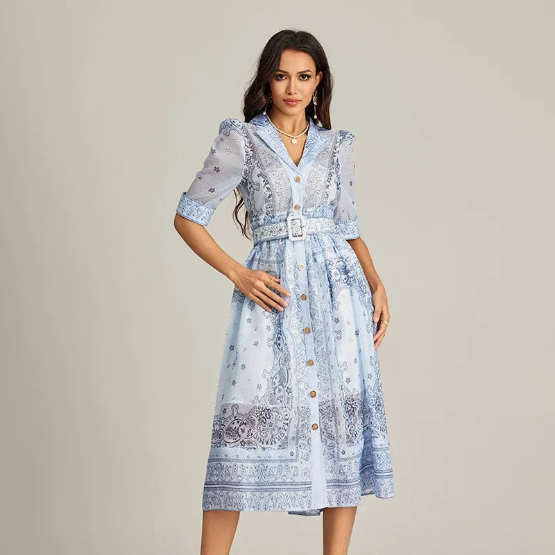 Vestido Midi Sofisticado com cinto - Novidade