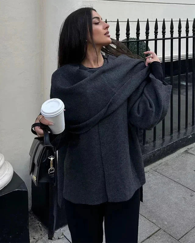 Casaco com Gola Assimétrica – Inverno com Estilo e Conforto