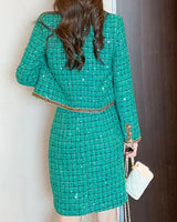 Conjunto Tweed com Saia e Blazer – Elegância e Sofisticação