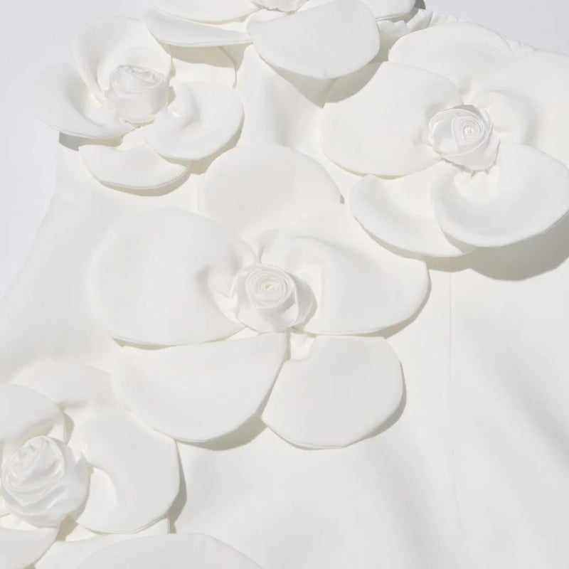 Vestido de Flores 3D – Sem Mangas, Elegância e Sofisticação