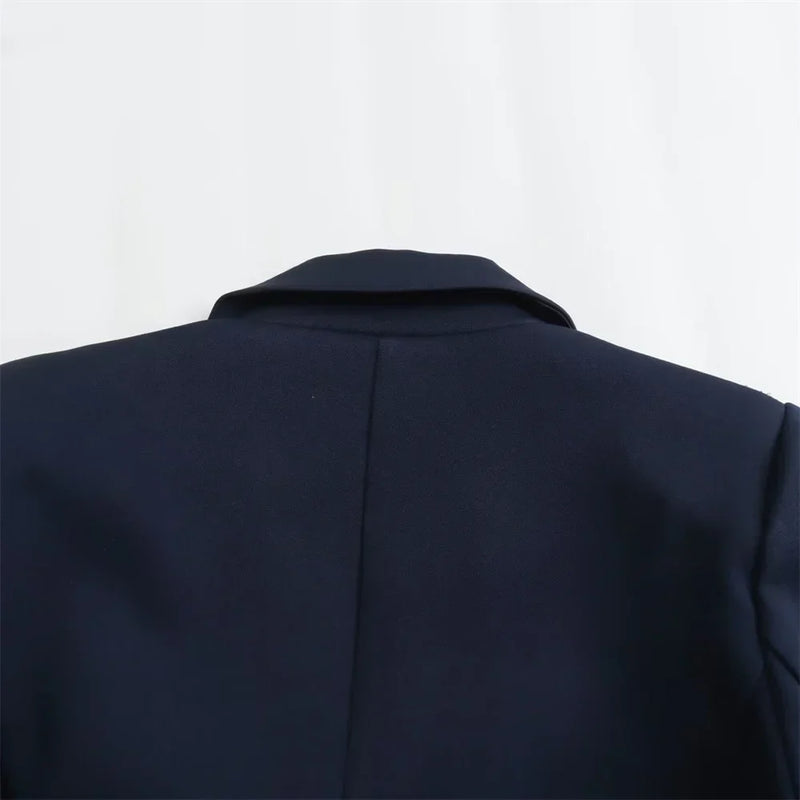 Conjunto Elegante – Blazer Curto com Botões Decorativos e Calça Pantalona