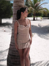 Vestido com Pérolas e Crochê–  Alças Crochê, Estilo Curto