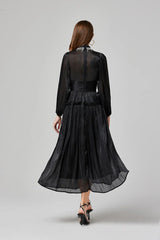 Vestido de Verão SEDA – Luxo Francês, Franjas, Pregas e cristais