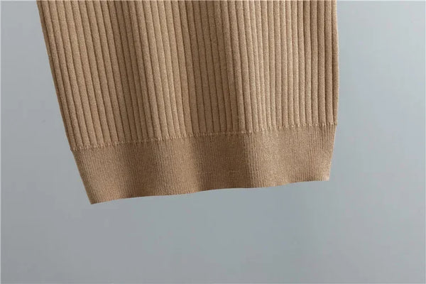 Conjunto Feminino 3 Peças de Tricô – Colete, Cardigan Longo e Calça Pantalona