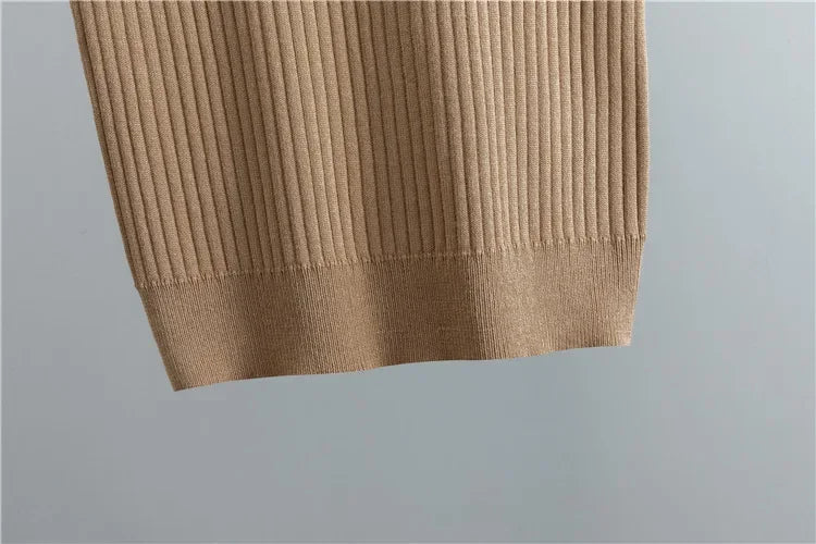 Conjunto Feminino 3 Peças de Tricô – Colete, Cardigan Longo e Calça Pantalona