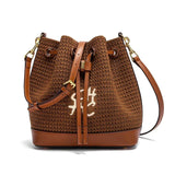 Bolsa CHCH Bucket – Estilo para Viagem, Alça de Ombro, Design em Tecido Splicing