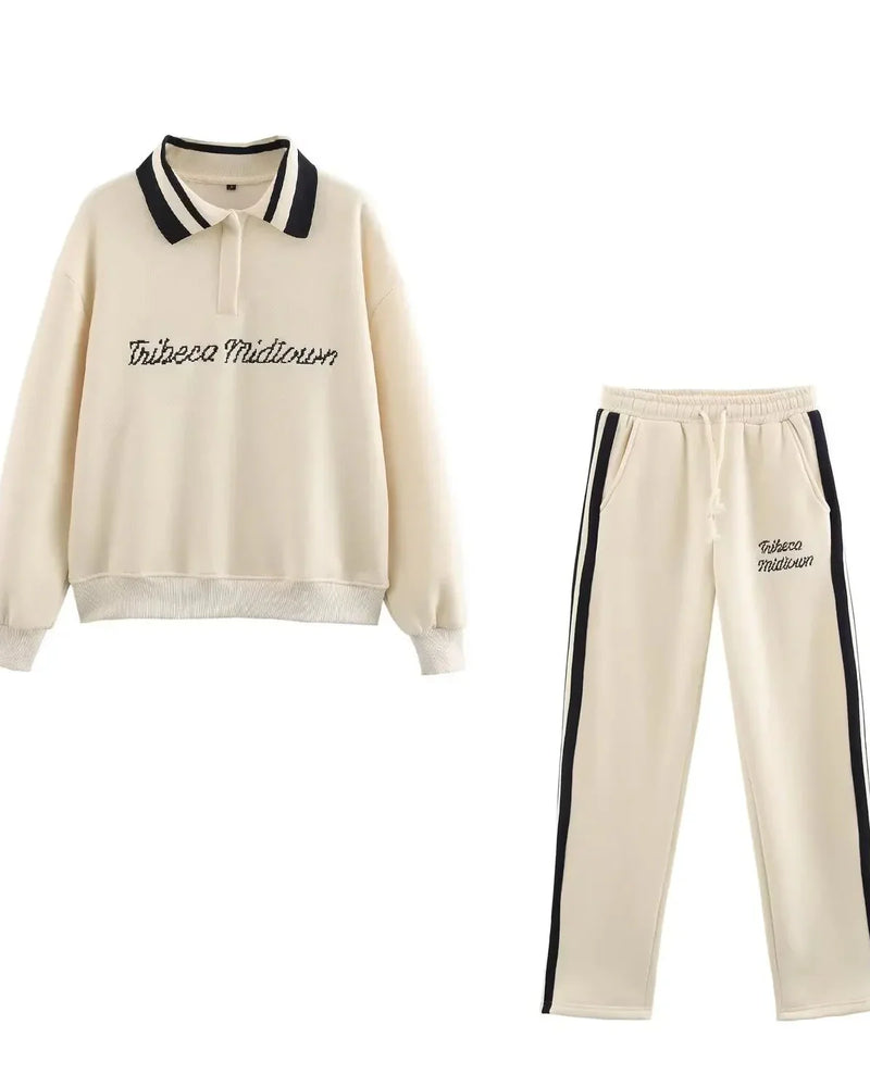 Conjunto Jogger Feminino Forrado em Lã – Bordado, Ajuste Solto e Design Térmico