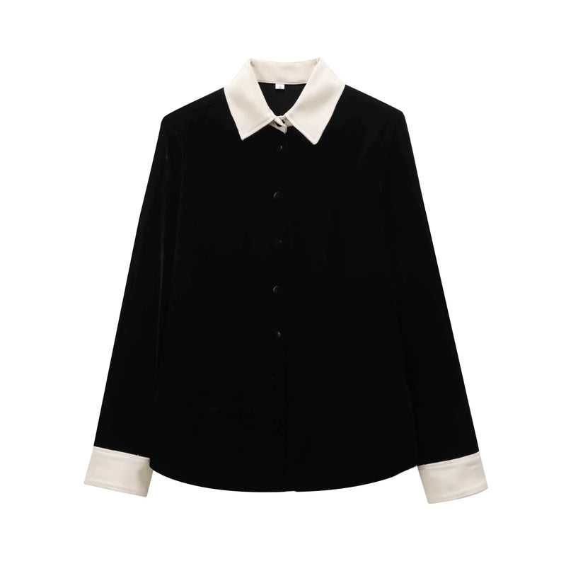 Conjunto em Veludo com Camisa de Manga Longa e Calça – Design Elegante com Detalhes Laterais