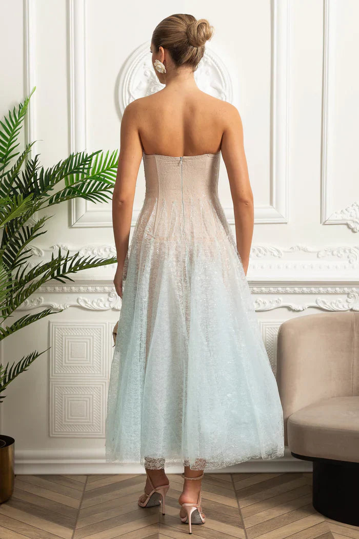 Vestido Longo Estilo Princesa – Tule Transparente, Design Envolvente e Toque de Fada para Verão