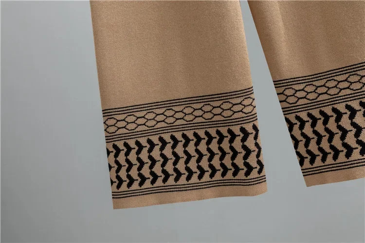 Conjunto Feminino 3 Peças de Tricô – Colete, Cardigan Longo e Calça Pantalona