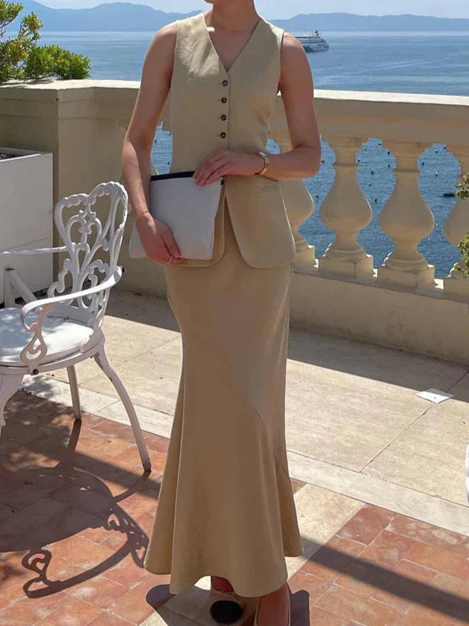Conjunto de Colete e Saia Longa - Estilo e Elegância