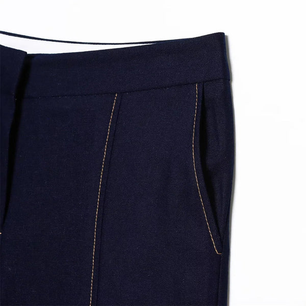 Conjunto Feminino – Blazer Curto com Botões Decorativos e Calça Reta Casual |