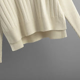 Conjunto Tricô Grosso com Blusa Gola Alta e Calça de Cintura Alta