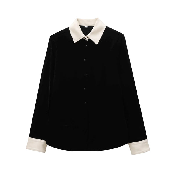 Conjunto em Veludo com Camisa de Manga Longa e Calça – Design Elegante com Detalhes Laterais