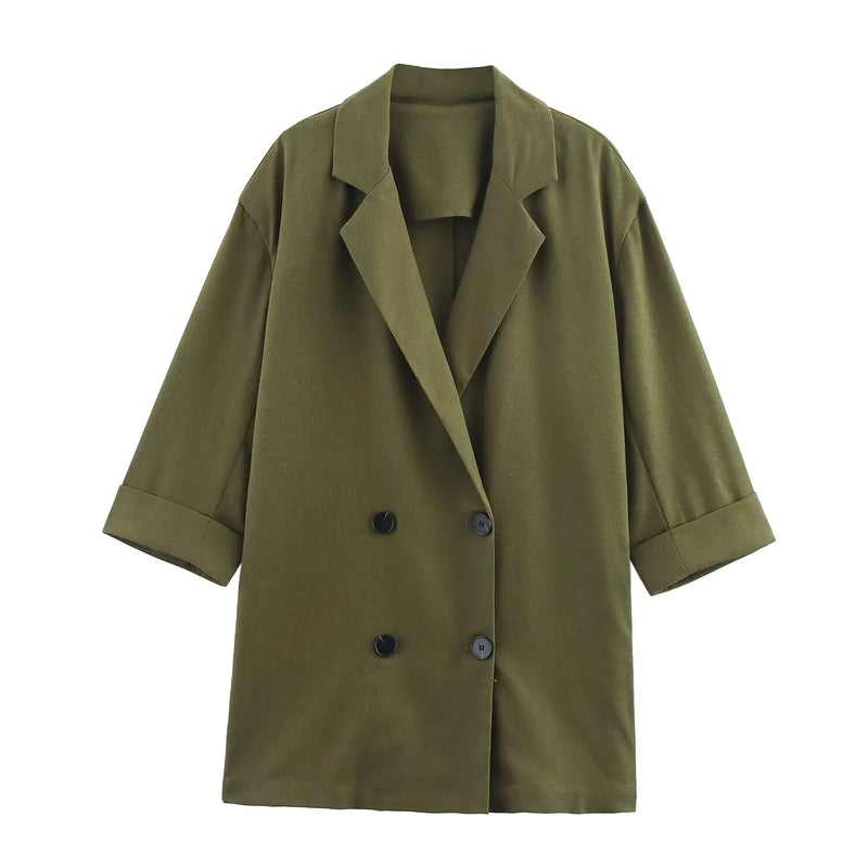 Conjunto Alfaiataria Moderna – Blazer com Botões Duplos e Calça Wide Leg