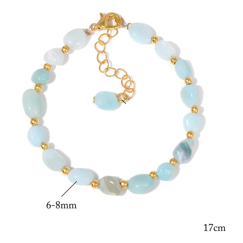 Pulseiras Pedras Naturais (Quartzo Rosa, Ágata) com Corrente Dourada, Estilo Bangle