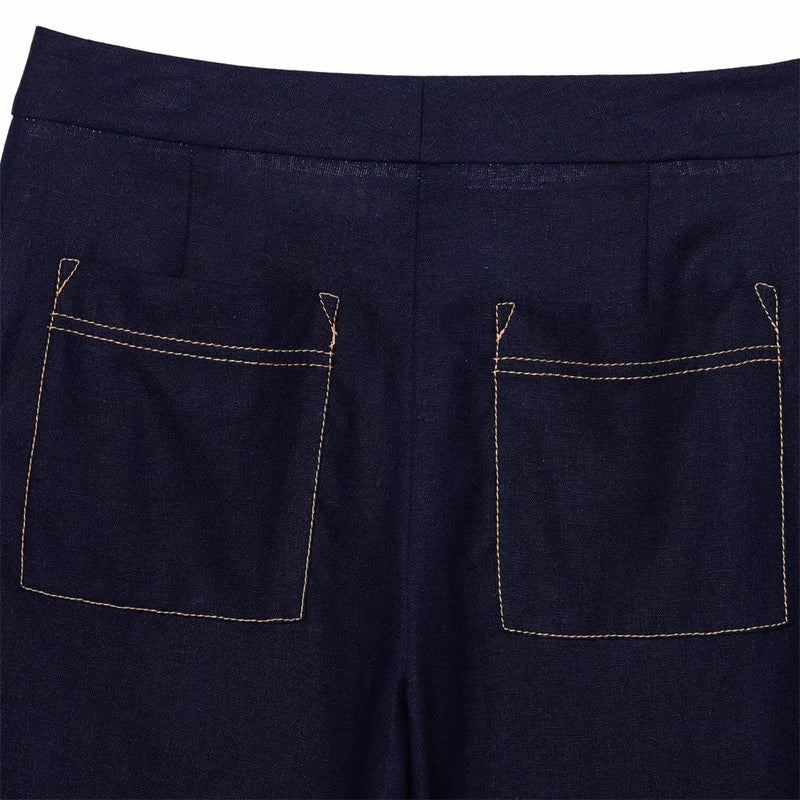 Conjunto Feminino – Blazer Curto com Botões Decorativos e Calça Reta Casual |