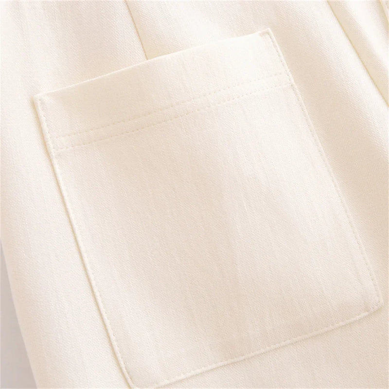 Conjunto Feminino Elegância Clássica – Blazer Transpassado com Botões Duplos e Calça de Cintura Alta