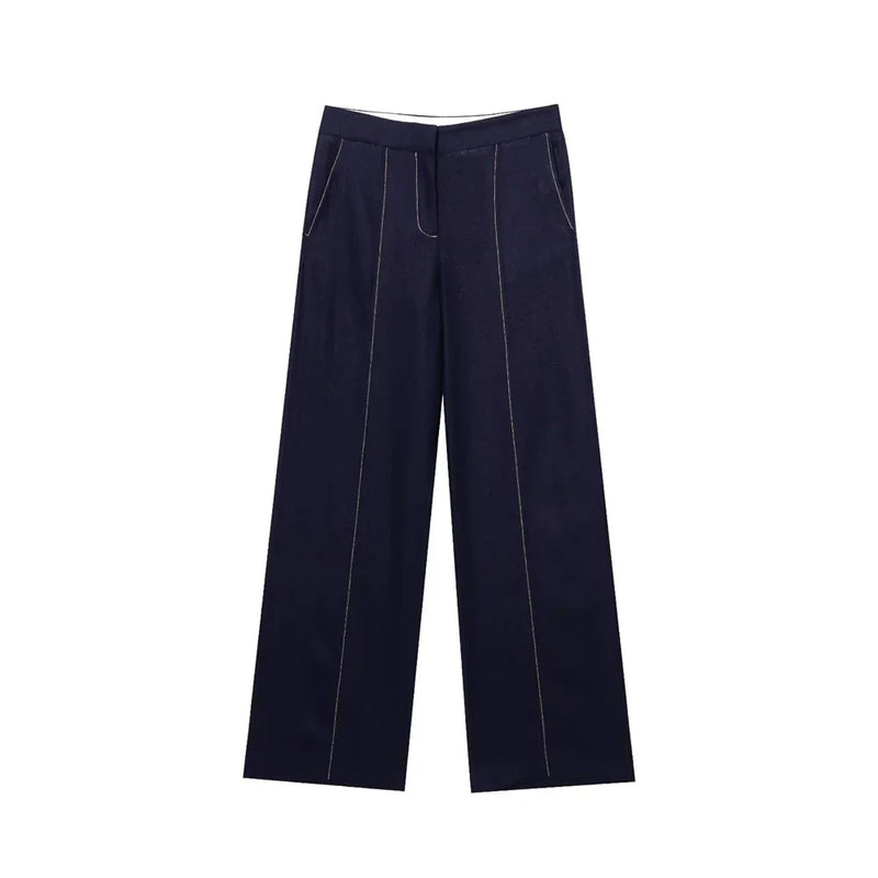 Conjunto Feminino – Blazer Curto com Botões Decorativos e Calça Reta Casual |