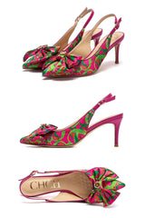 Sandálias CHCH – Salto Alto 7cm, Bico Fino com Laço