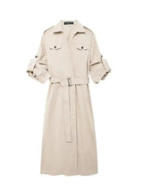 Vestido Chemise Feminino Estilo  – Manga Longa, Gola Slim